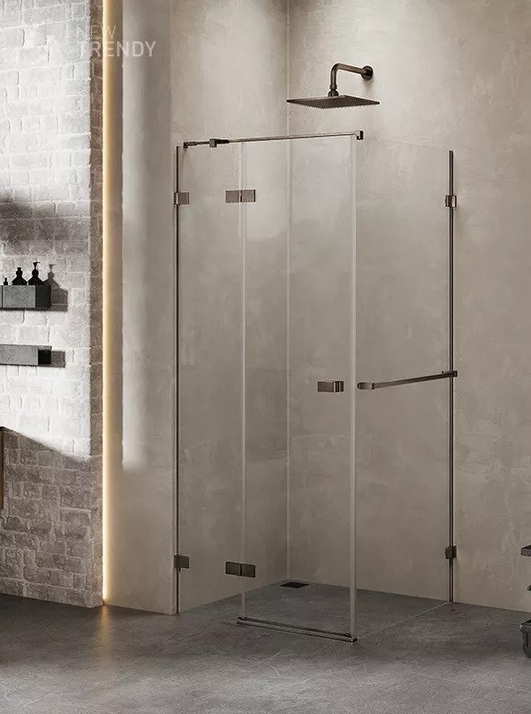 New Trendy Avexa Gunmetal Brushed Kabina Prostokątna L 90x120x200 Czyste 6mm Active Shield (EXK-3269)